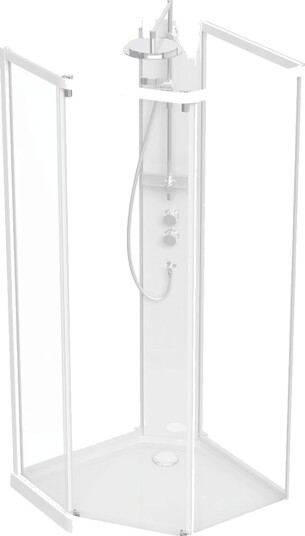 Contura Showerama Comfort Pentagonal Dusjkabinett komplett Hvit, Baderom