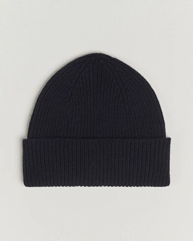 Robert Mackie Clyde Lambswool Beanie Navy