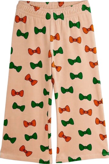 Mini Rodini Bows Aop Velour Trousers PINK 104/110