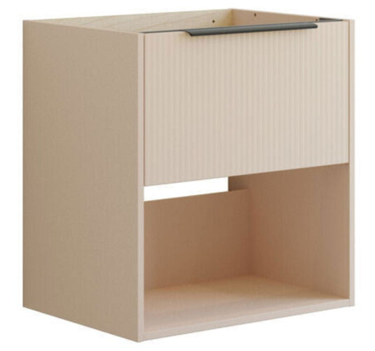 Dansani Mido+ Classic Stripet Servantskap Med Skuff og Åpent rom Sand Matt / 60cm Dansani Mido+ Classic Stripet Servantskap Med Skuff og Åpent rom Sand Matt / 60cm