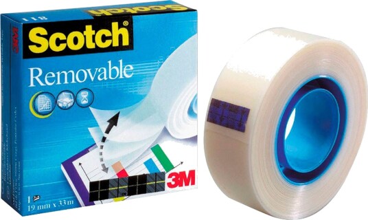 3M Scotch Magic Tape Reposisjonerbar 19mm x 33m Klar