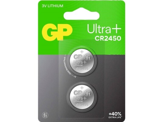 GP Ultra Plus CR2450 3V Litium Knapcellebatteri 2-pakning