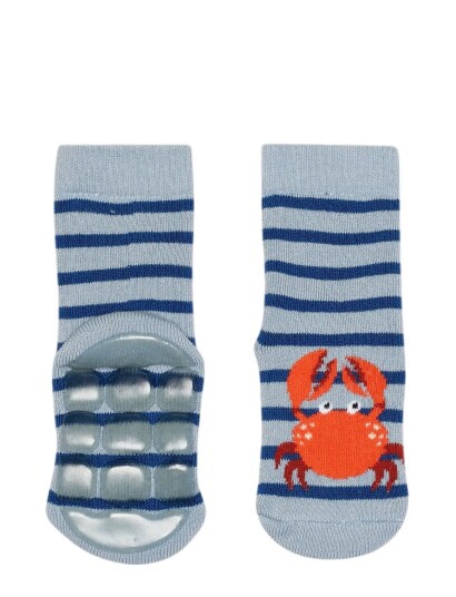 Melton Crabbie Socks Anti Slip Blue 20/22