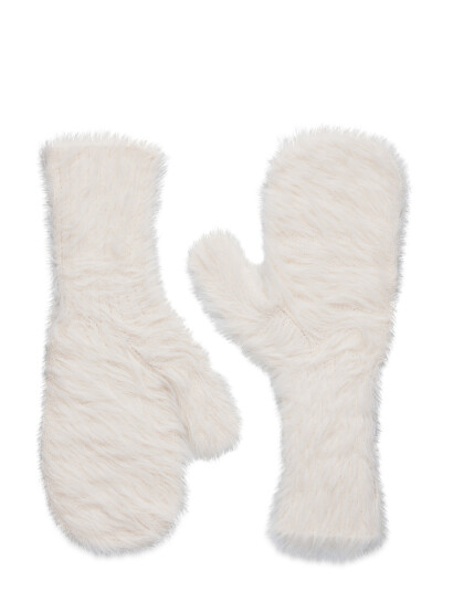 Monki Hairy Mittens White ONE SIZE Monki Hairy Mittens White ONE SIZE
