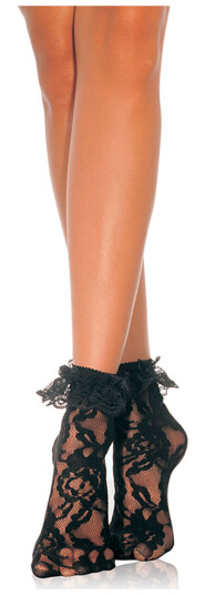 Leg Avenue Blondestrømper med Blondekant       - Svart - One Size