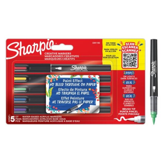 Sharpie Creative Acrylic Marker Brush tip 5-Blister 2201182
