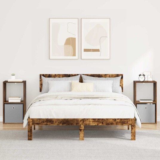  Nattbord 2 pcs Røkt eik 35 x 32 x 68,5 cm Konstruert tre