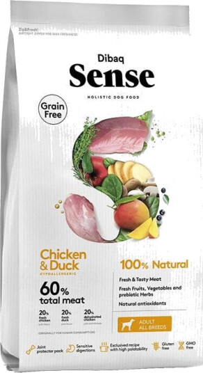 Dibaq Sense Hundefôr med Kylling & And 2 kg - Tørrfôr for Alle Raser Dibaq Sense Hundefôr med Kylling & And 2 kg - Tørrfôr for Alle Raser