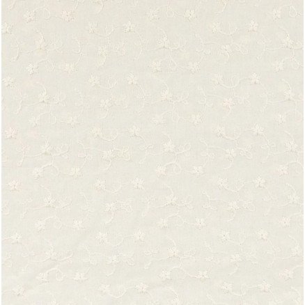 Bomullsstoff med broderi 135 cm 151 råhvit - 50 cm