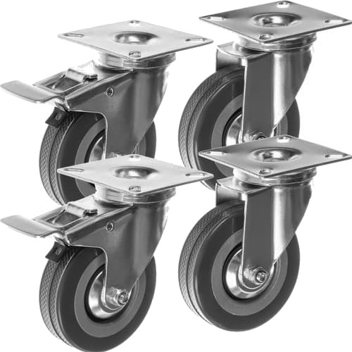 4 svingbare hjul/transporthjul med bremser 4 svingbare hjul/transporthjul med bremser
