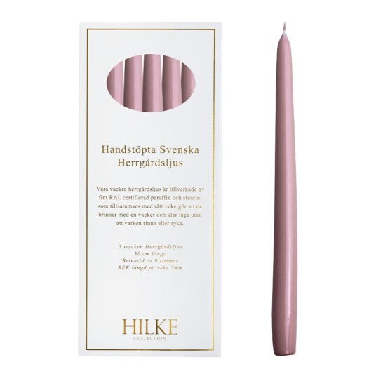 Hilke   Herregårdslys 30 cm 6 stk rosa metallic
