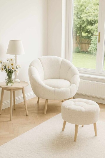Wing Chair & Pouffe Set (2 Pieces) Atelier Del Sofa -