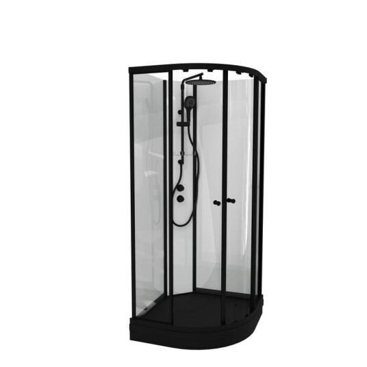 Vikingbad SOFIA Dusjkabinett pluss, 90x90x210cm, sort/hvit