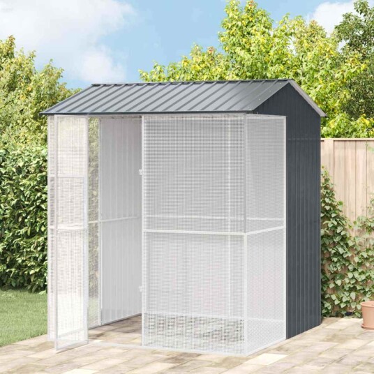 Vidaxl Fuglebur Antrasitt 215 X 210 X 247 cm Galvanisert Stål Vidaxl Fuglebur Antrasitt 215 X 210 X 247 cm Galvanisert Stål