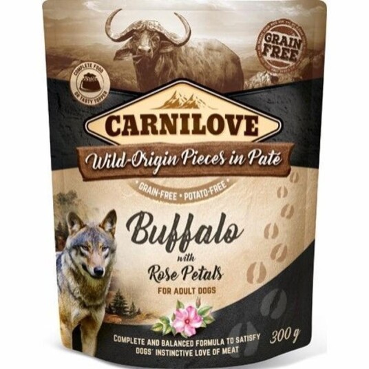 Carnilove Våtfôr til hund 300 g - Bøffel med rosenblader, Kornfritt