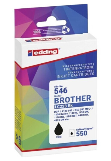 Edding Blæk Erstatter Brother Lc223bk Kompatibel Sort Edd-546 18-546-01