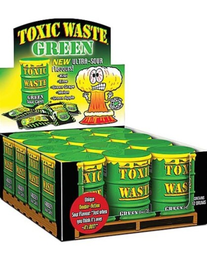 12 stk Toxic Waste Green Supersurt Sukkertøy   Hel eske