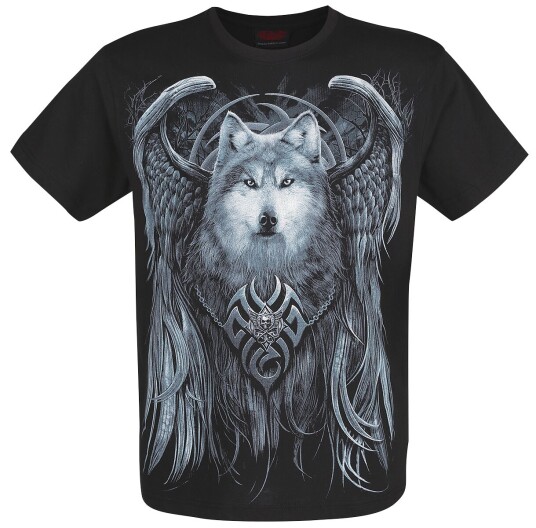 Spiral Goth T-skjorte Wolf Spirit S til XXL Herrer svart