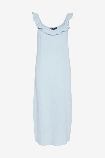 Pieces Kjole pcSastina SL Midi Dress Wvn BC Blå Pieces Kjole pcSastina SL Midi Dress Wvn BC Blå