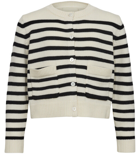 Sofie Schnoor Cardigan Strikk Off White m. Striper Sofie Schnoor 12 år 152 Cardigan Hvit Svart