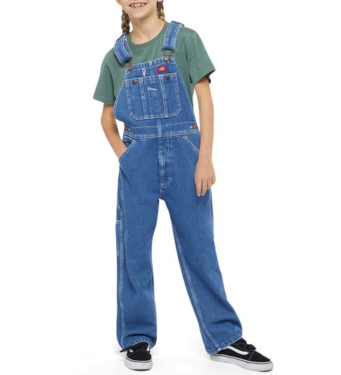 Dickies Kids' Denim Bib Stonewashed Indigo Blue L