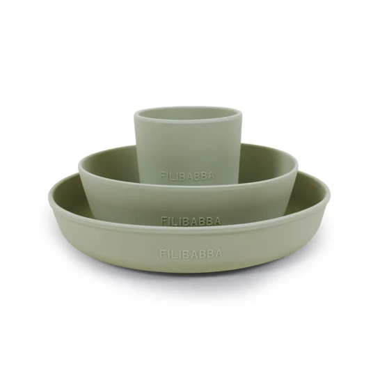 Filibabba Silikon spisesett   Green