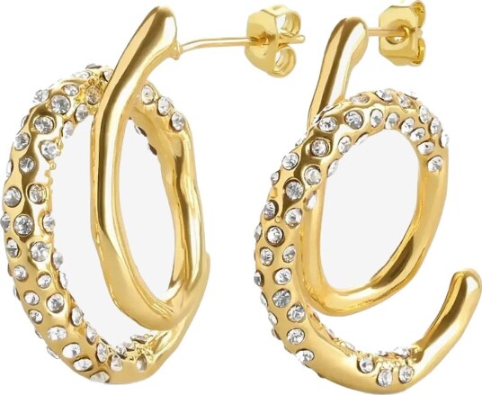 Timi of Sweden Marisol - Spiral Crystal Earrings - GOLD - One Size