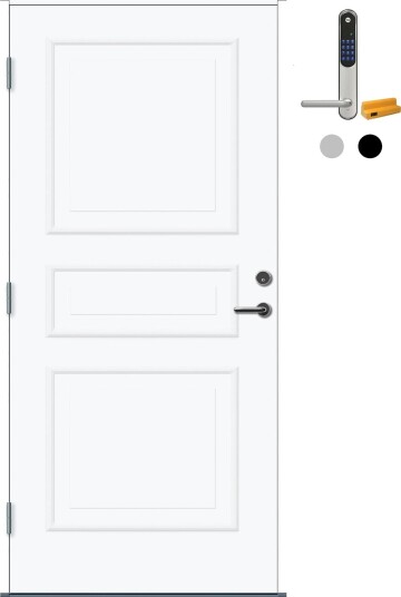 Ytterdør Bygg1 Arendal med Yale Entrus BxH 80x210 Venstre, NCS S-0502-Y, Hvit, Yale Sølv