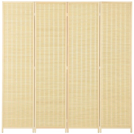 Skjerm 4 delt 180 x 180 cm romdeler laget av bambus sammenleggbar personvernskjerm romdeler for stue naturlig