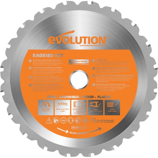 Evolution EV185S Sagklinge 185 x 20 mm 20 T Maskintilbehør & forbruk