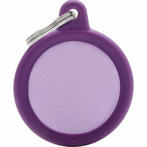Myfamily Hushtag Sirkel Id Tag-Aluminium Med Plast Kant Lilla