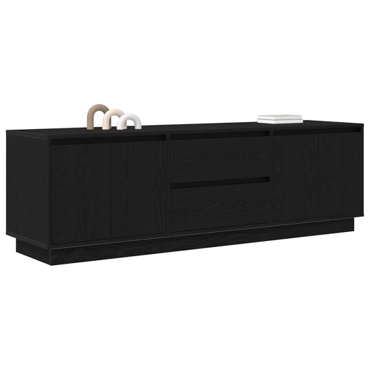 TV benk med LED lys svart eik 160,5x41x50 cm TV benk med LED lys svart eik 160,5x41x50 cm