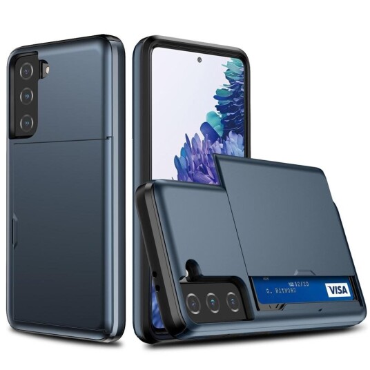 INCOVER Samsung Galaxy S21 Hybrid Håndverker Deksel m. Kortholder- Mørkeblå