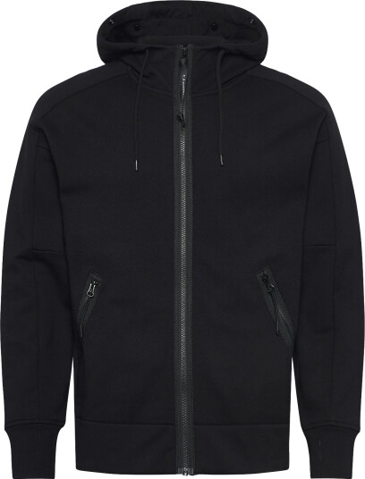 C.P. Company Raised Fleece Goggle Zipped Hoodie   Black   XXL