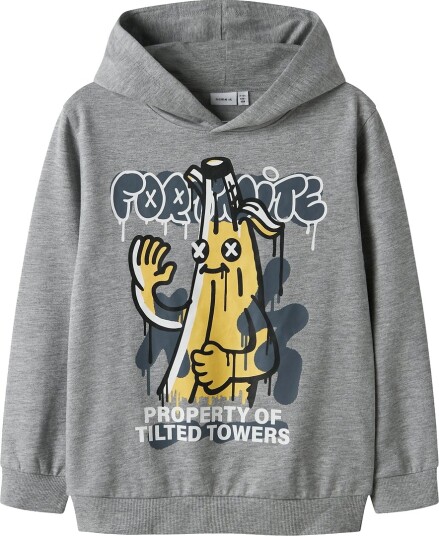 Name It Hettegenser Svette NkmFox Grey Melange/Fortnite Name It 9 10 år 134 140 Hettegenser Grå