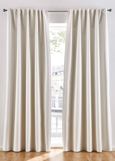 bonprix Jacquard lystett gardin med termofunksjon (1-pack 4 (H/B: 245/135 cm),2 (H/B: 175/135 cm) beige