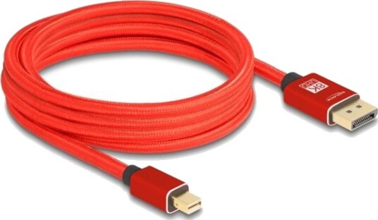 Delock Displayport Kabel Mini Displayport Hann Til Displayport Hann Displayport 1.4 3 M 8K 60Hz Støtte Rød