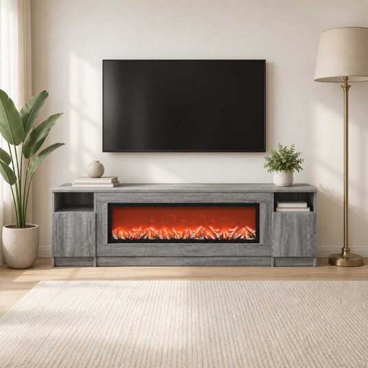 vidaXL Elektrisk peis Grå Sonoma 165 x 28,5 x 47 cm Konstruert tre