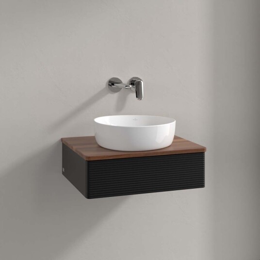 Villeroy & Boch  Antao Servantskap med 1 skuff 60x50x19 cm u/lys Sort Matt/Valnøtt