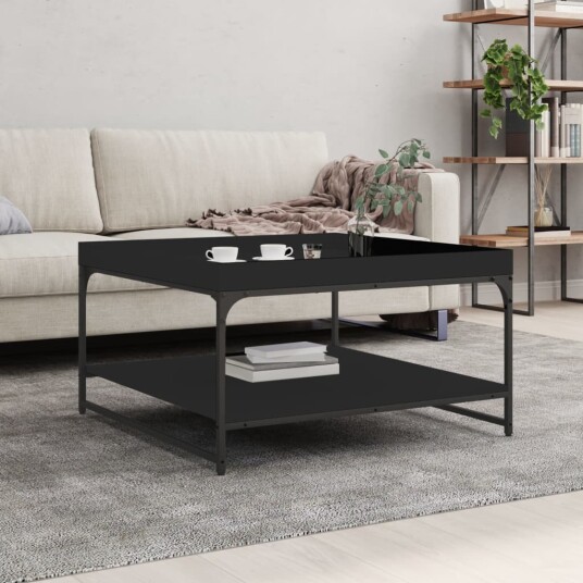 vidaXL Salongbord svart 80x80x45 cm konstruert tre og jern