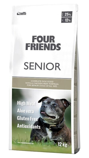 Four Friends Senior Hundemat Tørrfôr 3 kg med Kylling og Essensielle Vitaminer
