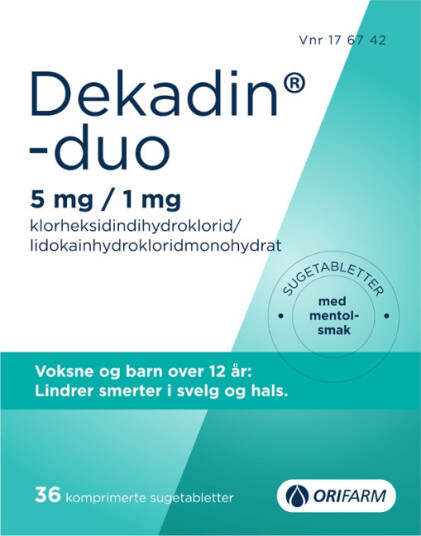 Dekadin-duo Sugetabletter 5mg/1mg mentol 36stk
