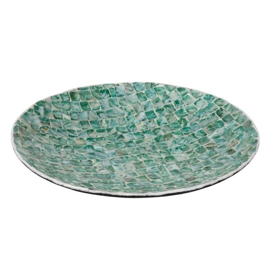 Bigbuy Home Bordduk 70 X 70 X 7 Cm Perlemor Akvamarin