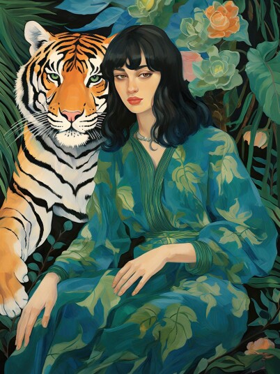 Plakat Kvinne med Tiger