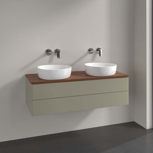 Villeroy & Boch Antao Servantskap med 2 skuffer 120x50x36 cm m/lys Steingrå/Valnøtt