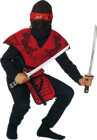 RIO Rød Ninja Kostyme 160 cm