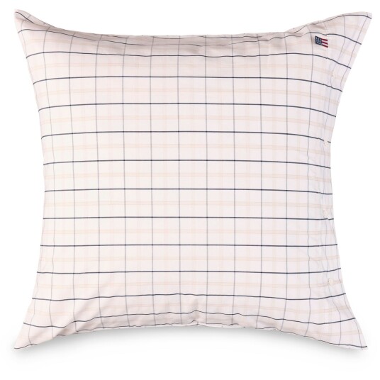 Lexington Checked Cotton Poplin Putevar Hvit / Beige / Marineblå 65x65 cm