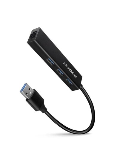 AXAGON USB A Hub + LAN Black HMA GL3A