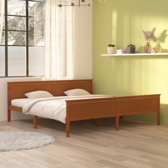 vidaXL Sengeramme honningbrun heltre furu 200x200 cm