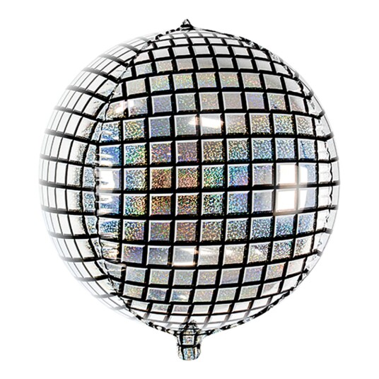 PartyDeco Folieballong Discokule Sølv Holografisk - 1-pakning